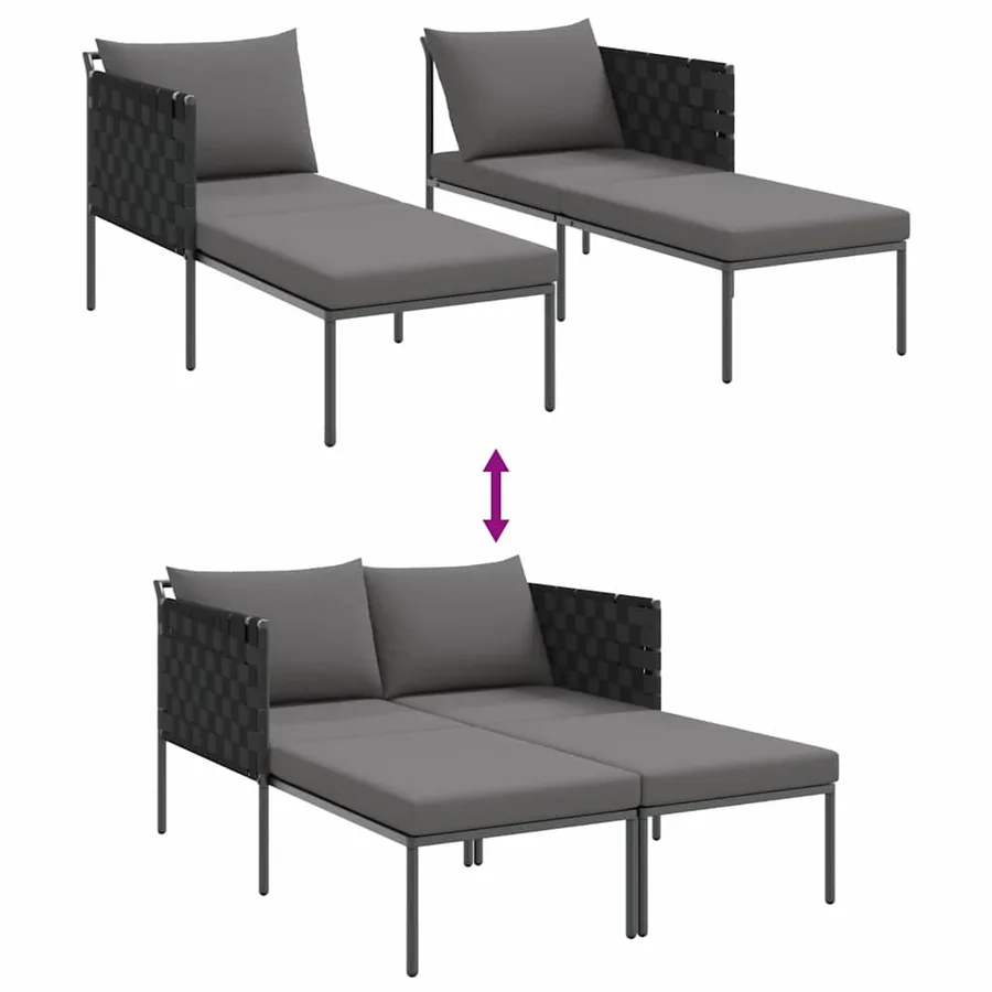 Transat Anthracite 153 x 115 x 69.5 cm Acier enduit de poudre - 8
