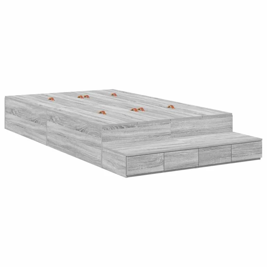 Cadre de lit avec rangement avec tiroir Gris Sonoma 120 cm - 2