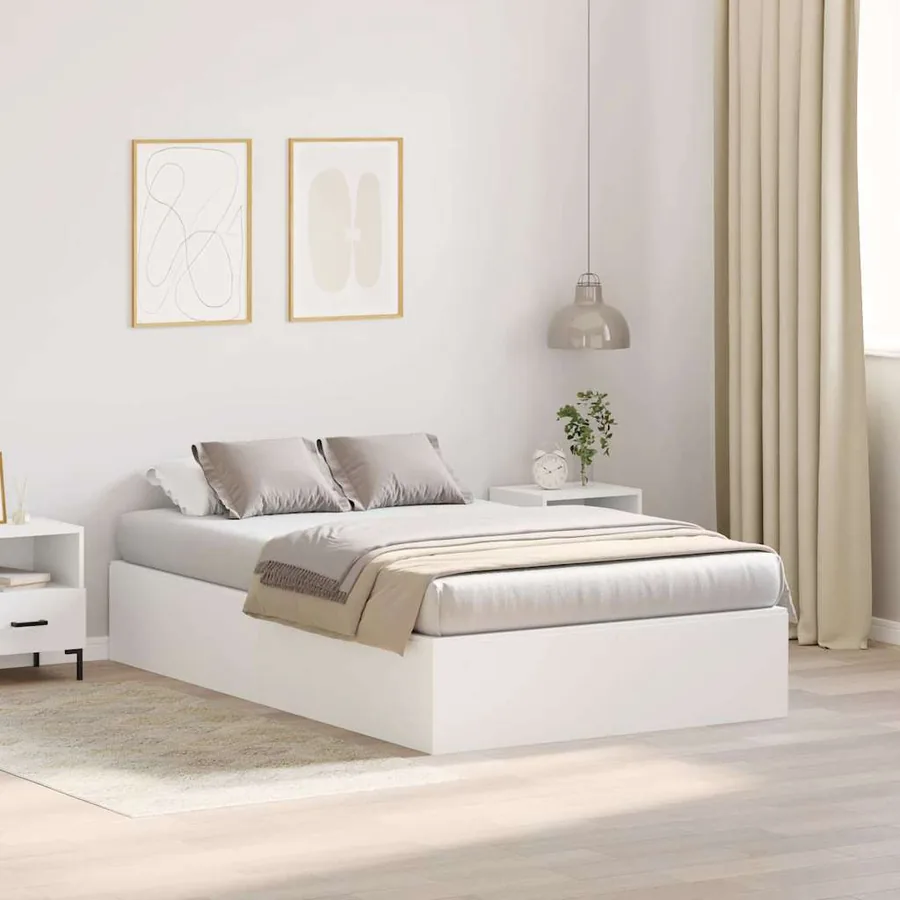 Cadre de lit avec rangement avec stockage Blanc 120 x 200 cm