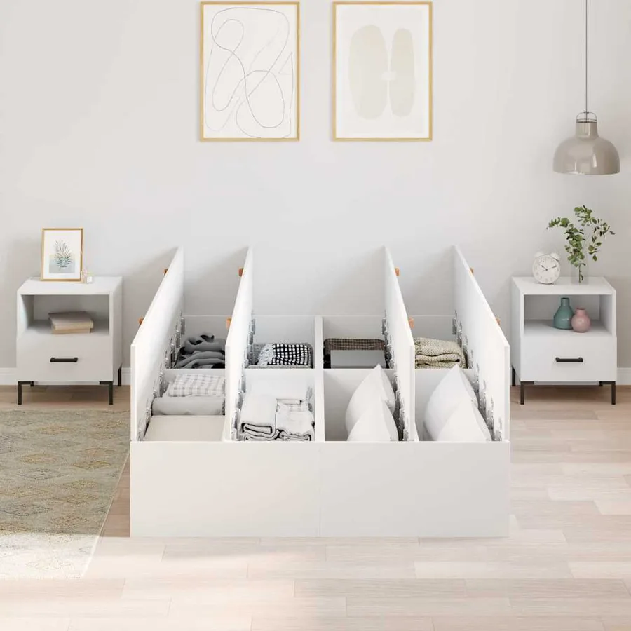 Cadre de lit avec rangement avec stockage Blanc 120 x 200 cm - 3