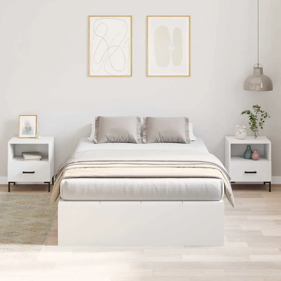 Cadre de lit avec rangement avec stockage Blanc 120 x 200 cm - 4