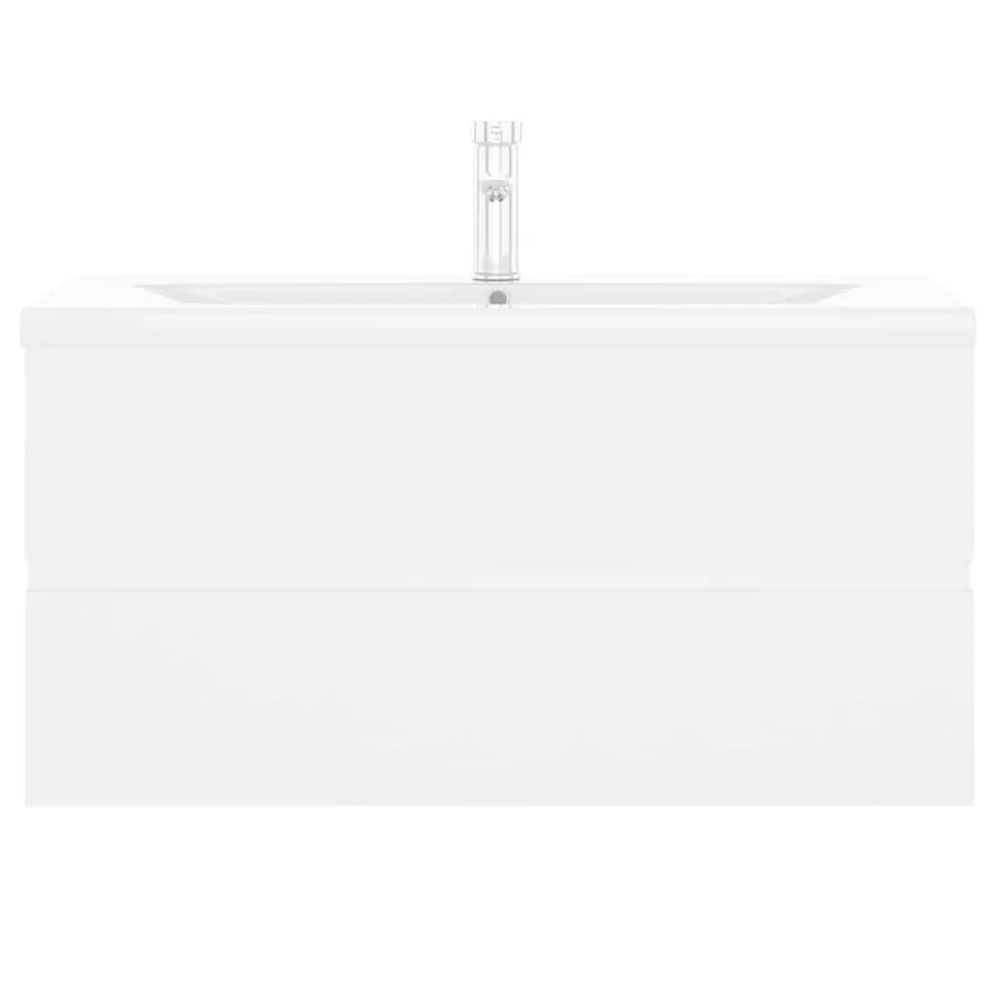 Armoire d'évier avec lavabo intégré blanc bois d'ingénierie - 4