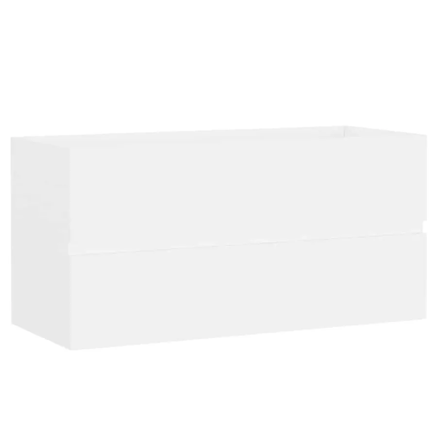 Armoire d'évier avec lavabo intégré blanc bois d'ingénierie - 8