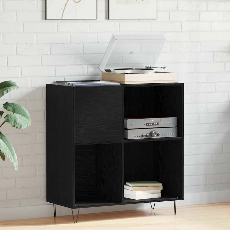 Meuble à vinyles Chêne noir 85 x 38 x 89 cm Bois d'ingénierie