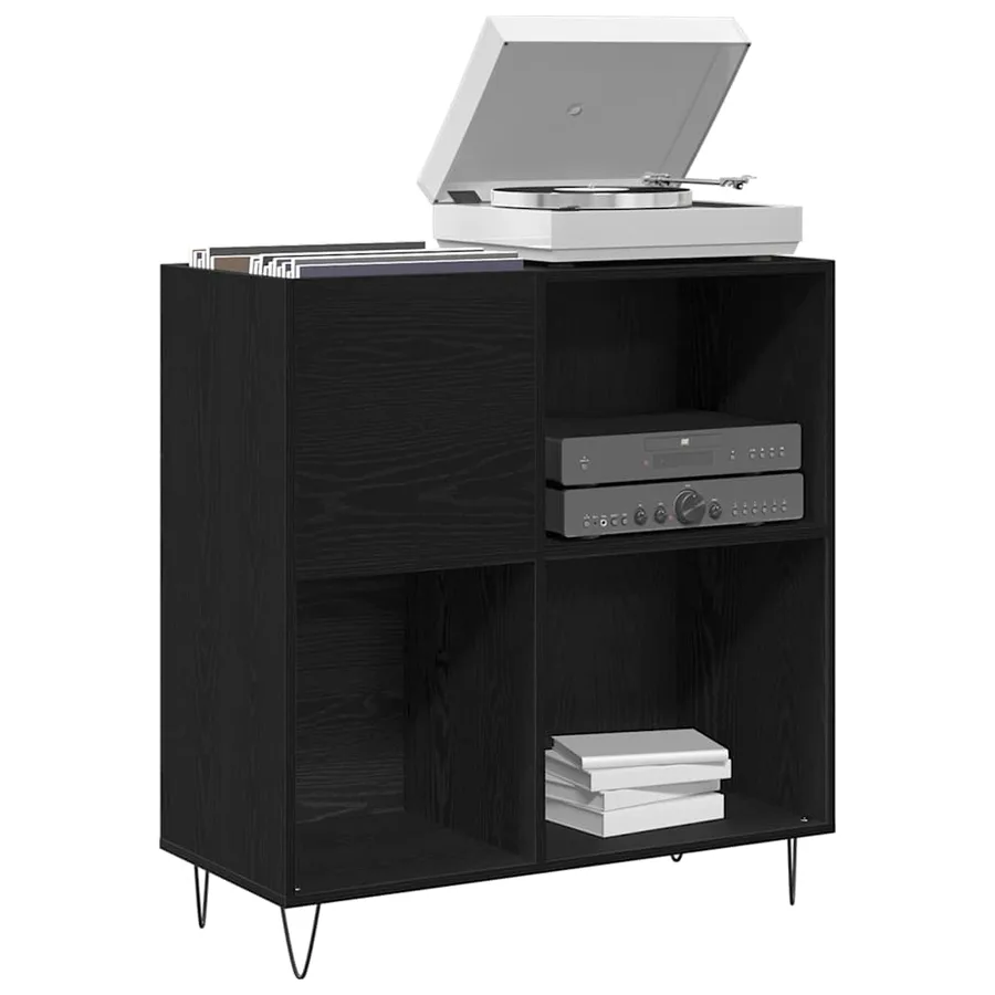 Meuble à vinyles Chêne noir 85 x 38 x 89 cm Bois d'ingénierie - 3
