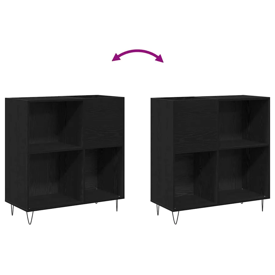Meuble à vinyles Chêne noir 85 x 38 x 89 cm Bois d'ingénierie - 9
