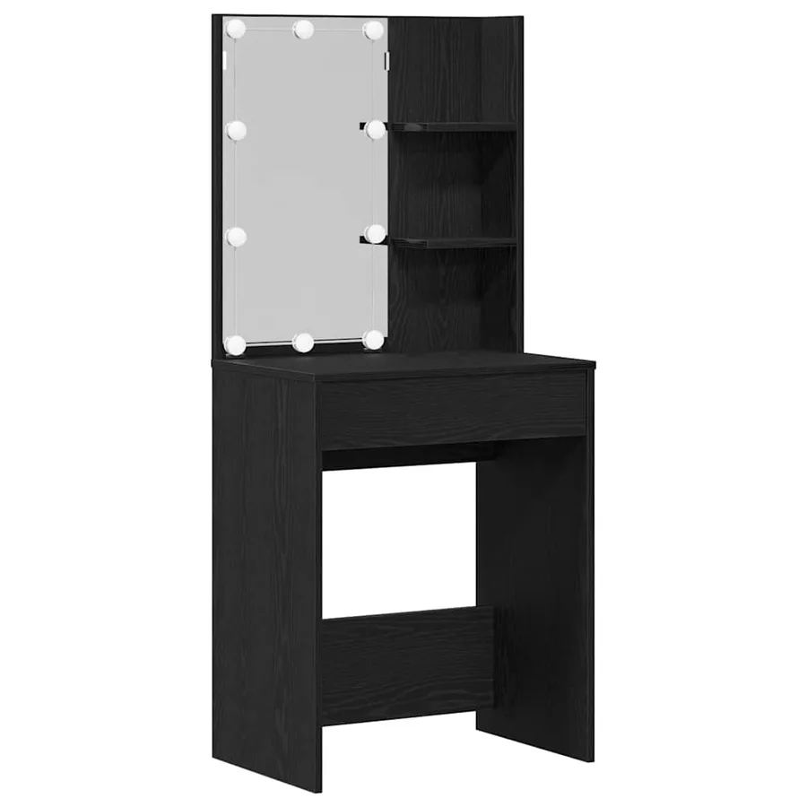 Ensemble de table de maquillage avec LED 4 pcs Chêne noir - 7
