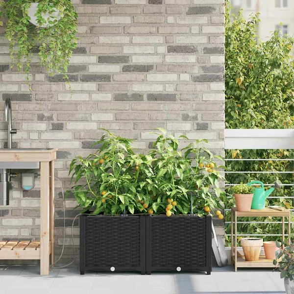 Cache-pot de jardin 2 pc Noir 80 x 40 x 37,5 cm PP