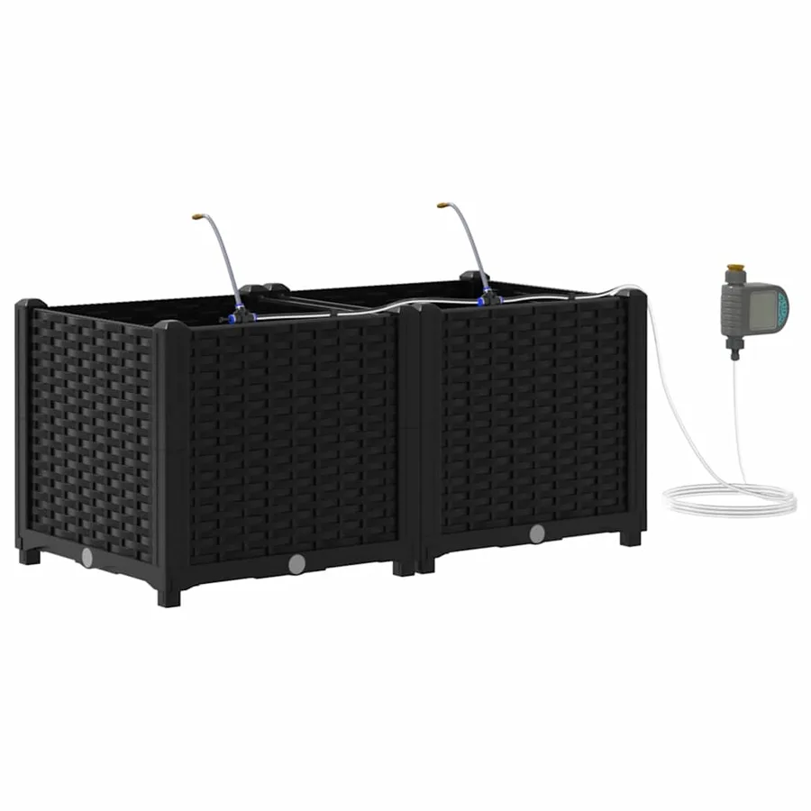Cache-pot de jardin 2 pc Noir 80 x 40 x 37,5 cm PP - 2