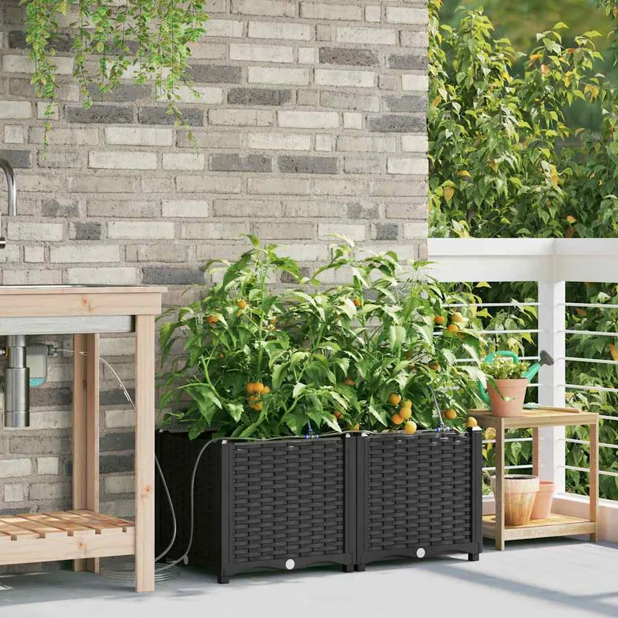 Cache-pot de jardin 2 pc Noir 80 x 40 x 37,5 cm PP - 3