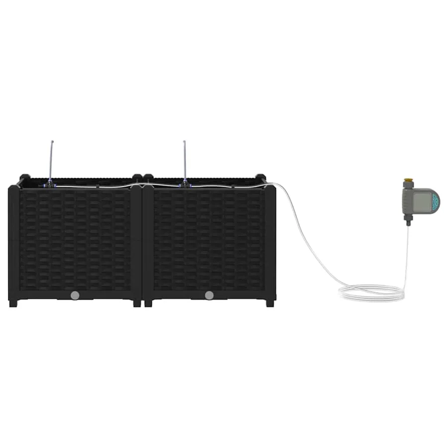Cache-pot de jardin 2 pc Noir 80 x 40 x 37,5 cm PP - 6