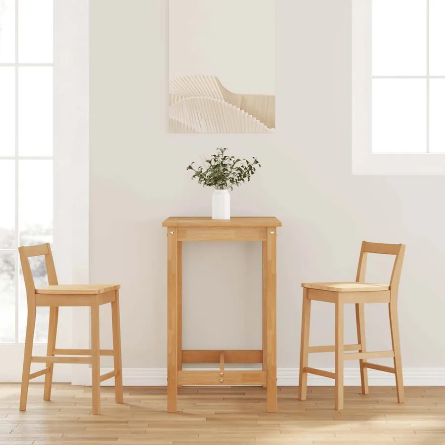 Tabourets de bar (lot de 2) en bois massif naturel et caoutchouc