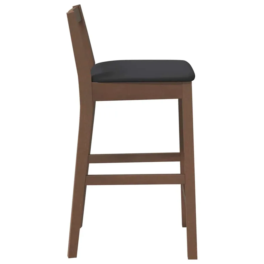 Tabourets de bar avec coussins (lot de 2) en bois massif marron et caoutchouc - 6