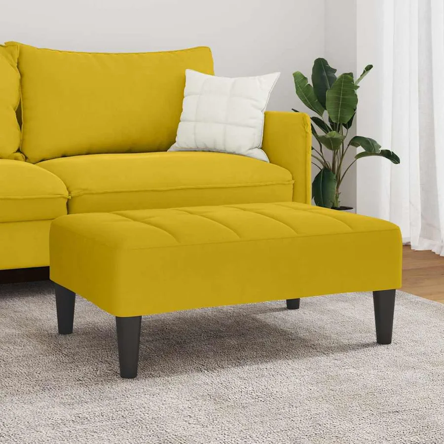 Repose-pied jaune 77x55x31 cm velours - 3