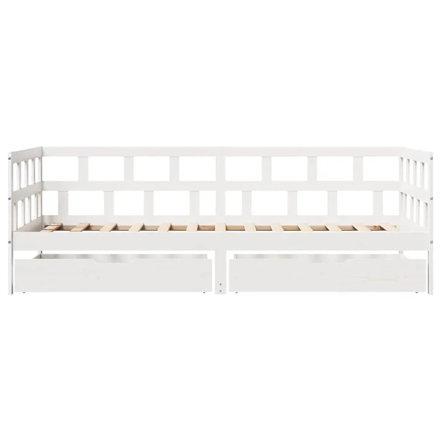 Lit de jour et tiroirs sans matelas blanc 80x200 cm bois massif - 4