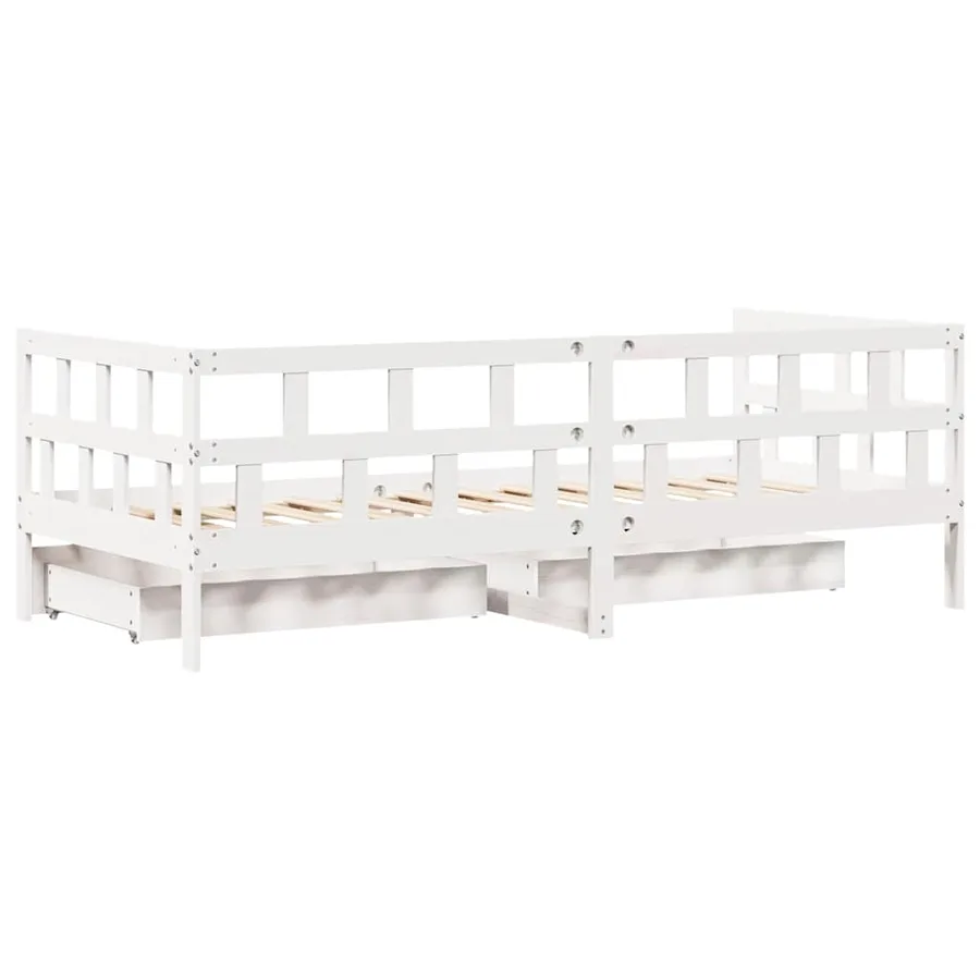 Lit de jour et tiroirs sans matelas blanc 80x200 cm bois massif - 8