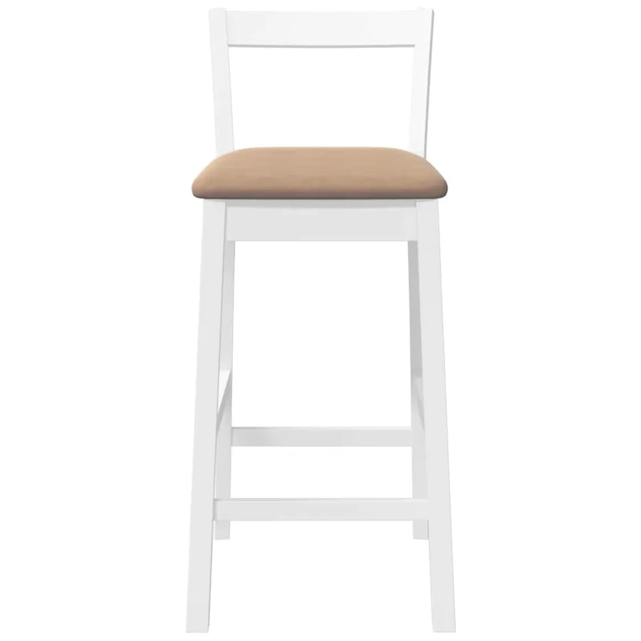 Tabourets de bar avec coussins (lot de 2) en bois massif blanc et caoutchouc - 5