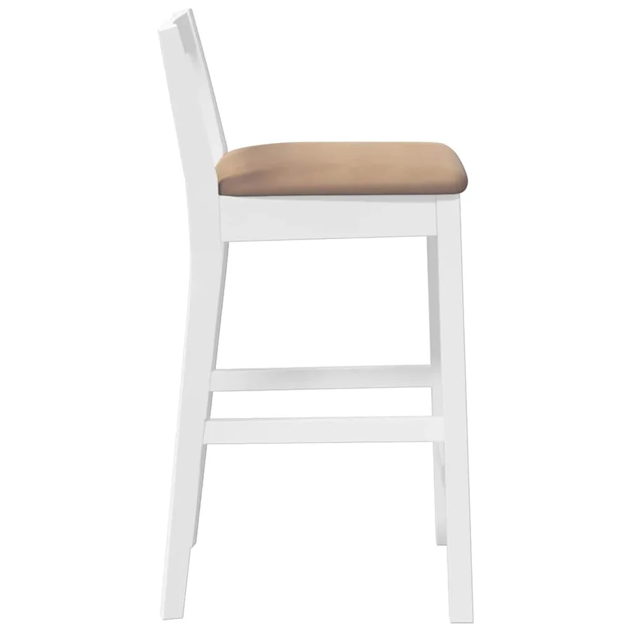 Tabourets de bar avec coussins (lot de 2) en bois massif blanc et caoutchouc - 6