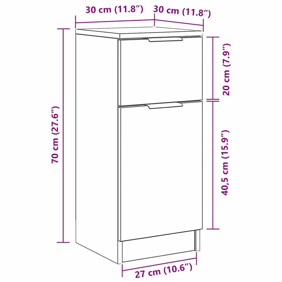 Buffet 2 pcs Chêne noir 30 x 30 x 70 cm Bois d'ingénierie - 15
