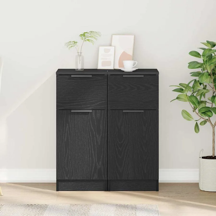 Buffet 2 pcs Chêne noir 30 x 30 x 70 cm Bois d'ingénierie - 4