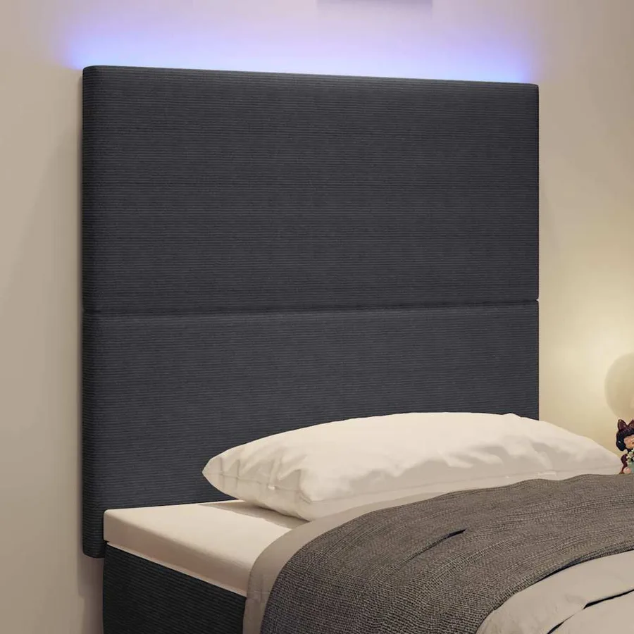 Tête de lit LED Gris foncé 100 cm Tissu en velours côtelé - 4