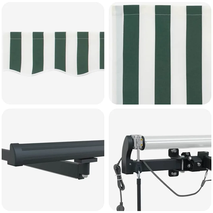 Auvent rétractable Vert et blanc 400 × 300 cm Polyester - 8