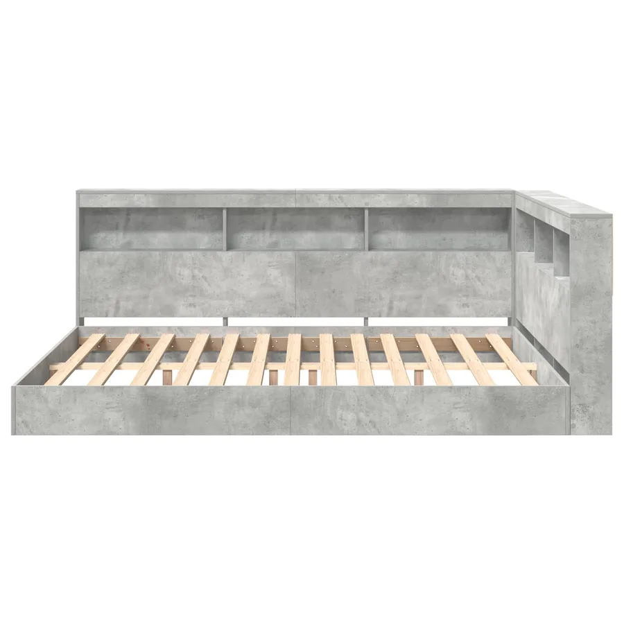 Lit Bibliothèque Gris béton 140 x 200 cm Bois d'ingénierie - 4