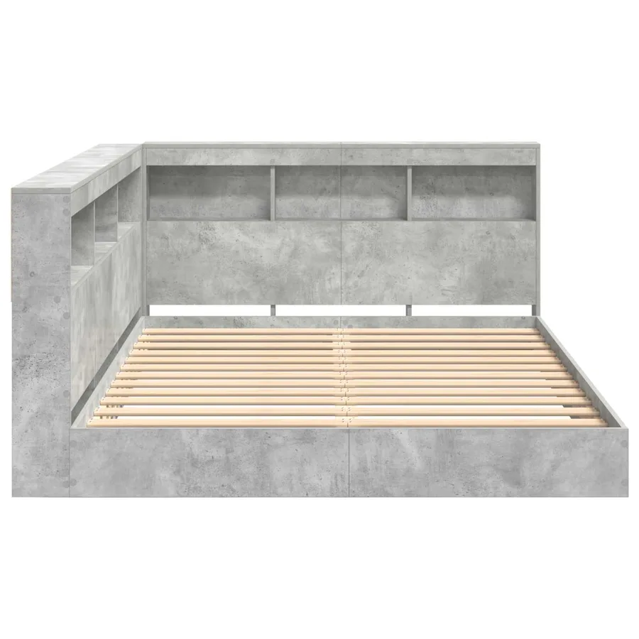 Lit Bibliothèque Gris béton 140 x 200 cm Bois d'ingénierie - 5