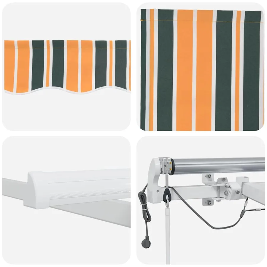 Auvent rétractable Vert et jaune 450 × 350 cm Polyester - 10