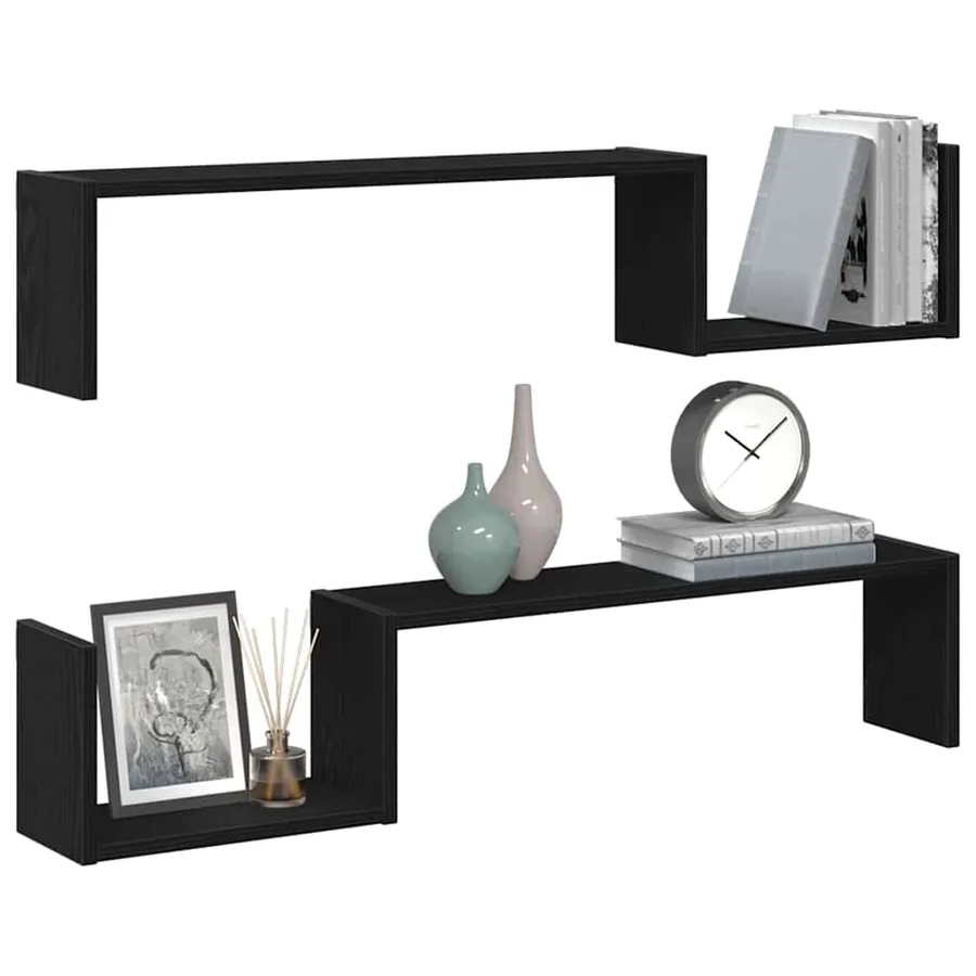 Étagère Murale avec étagère 2 pcs Chêne noir 100 x 15 x 20 cm - 3