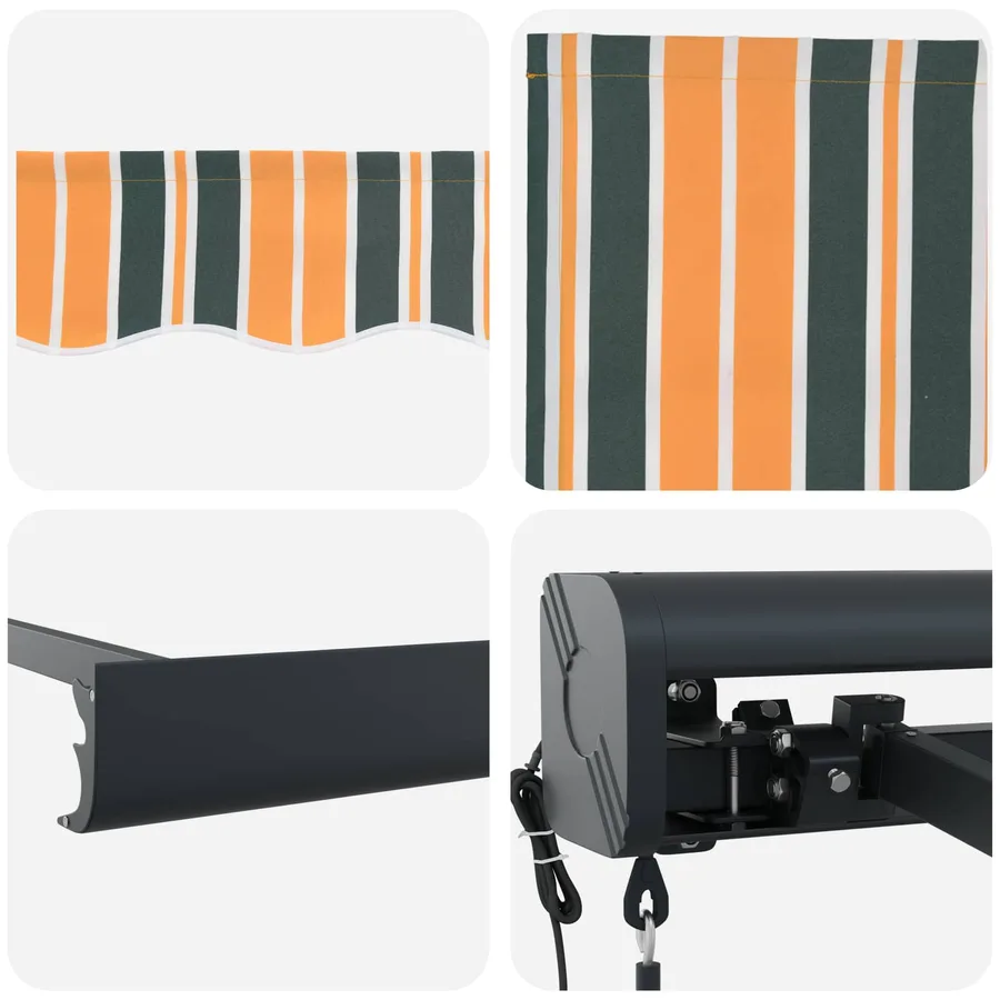 Auvent rétractable Vert et jaune 350 x 250 x 165 cm - 6