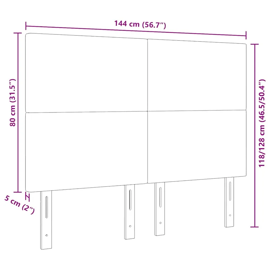 Tête de lit LED Crème 144 cm Tissu en velours côtelé - 8