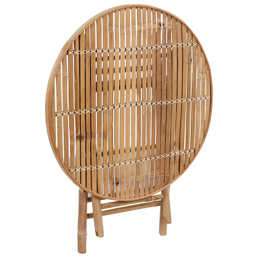 Mobilier à dîner d'extérieur pliable 5 pcs avec coussins bambou - 3