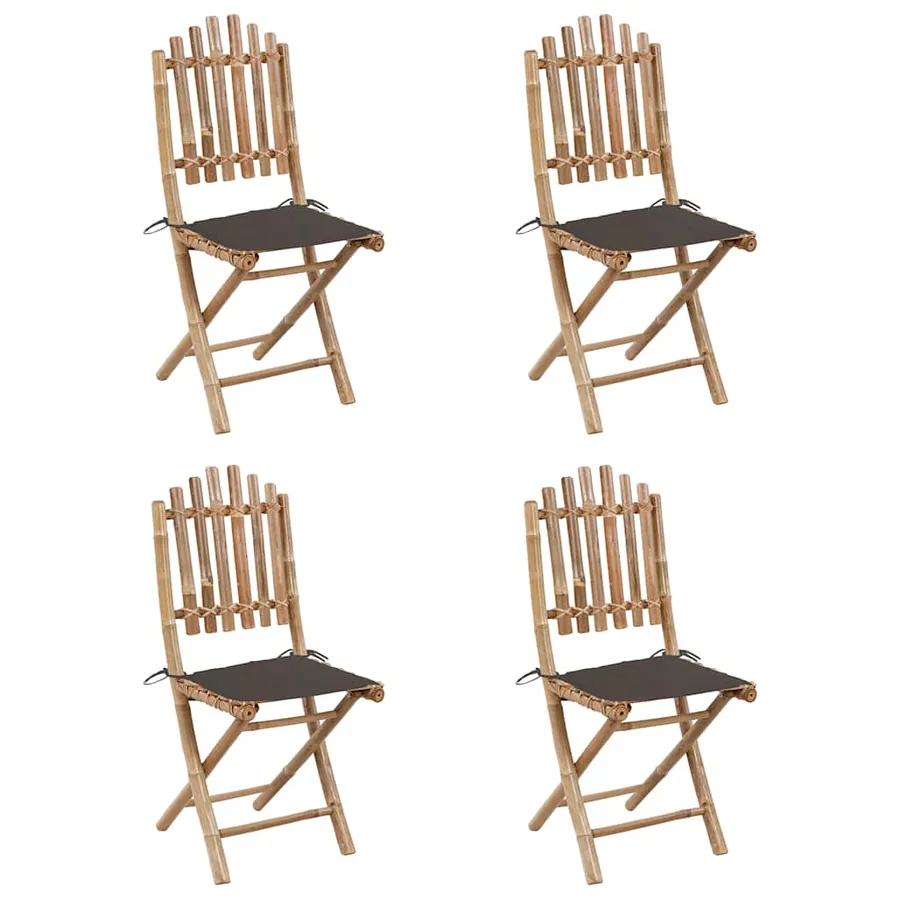 Mobilier à dîner d'extérieur pliable 5 pcs avec coussins bambou - 4