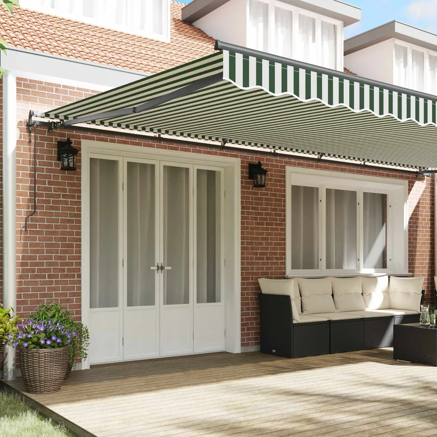 Auvent rétractable Vert et blanc 600 × 350 cm - 3