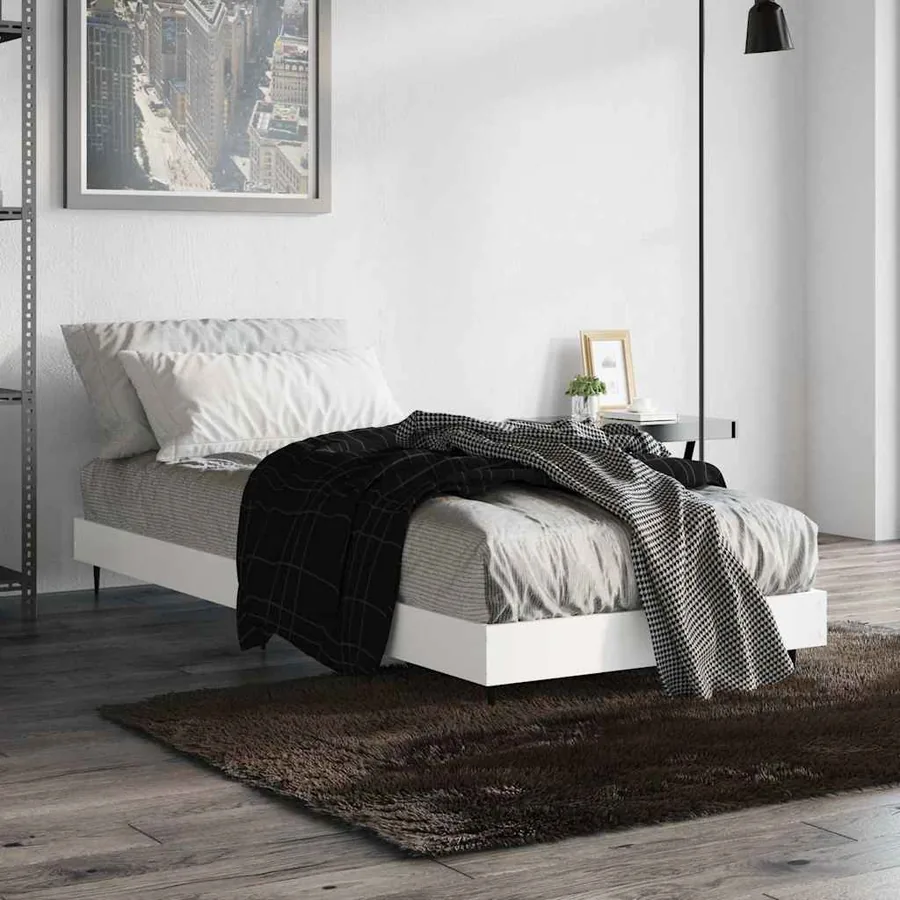 Cadre de lit sans matelas blanc 75x190 cm bois d'ingénierie - 4