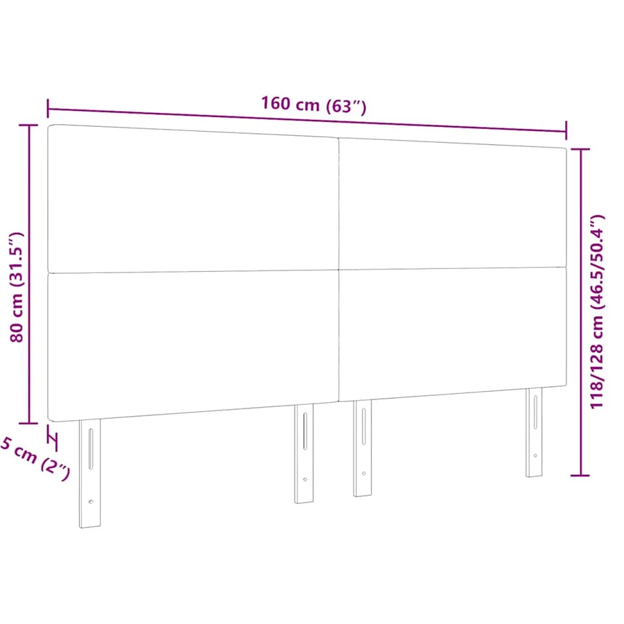 Tête de lit Gris foncé 160 cm Tissu en velours côtelé - 9