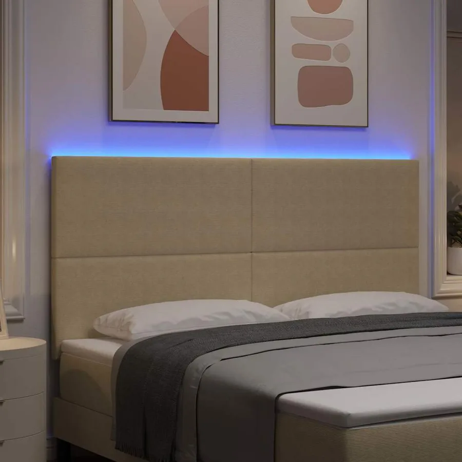 Tête de lit LED Vert gris 180 cm Tissu en velours côtelé - 4