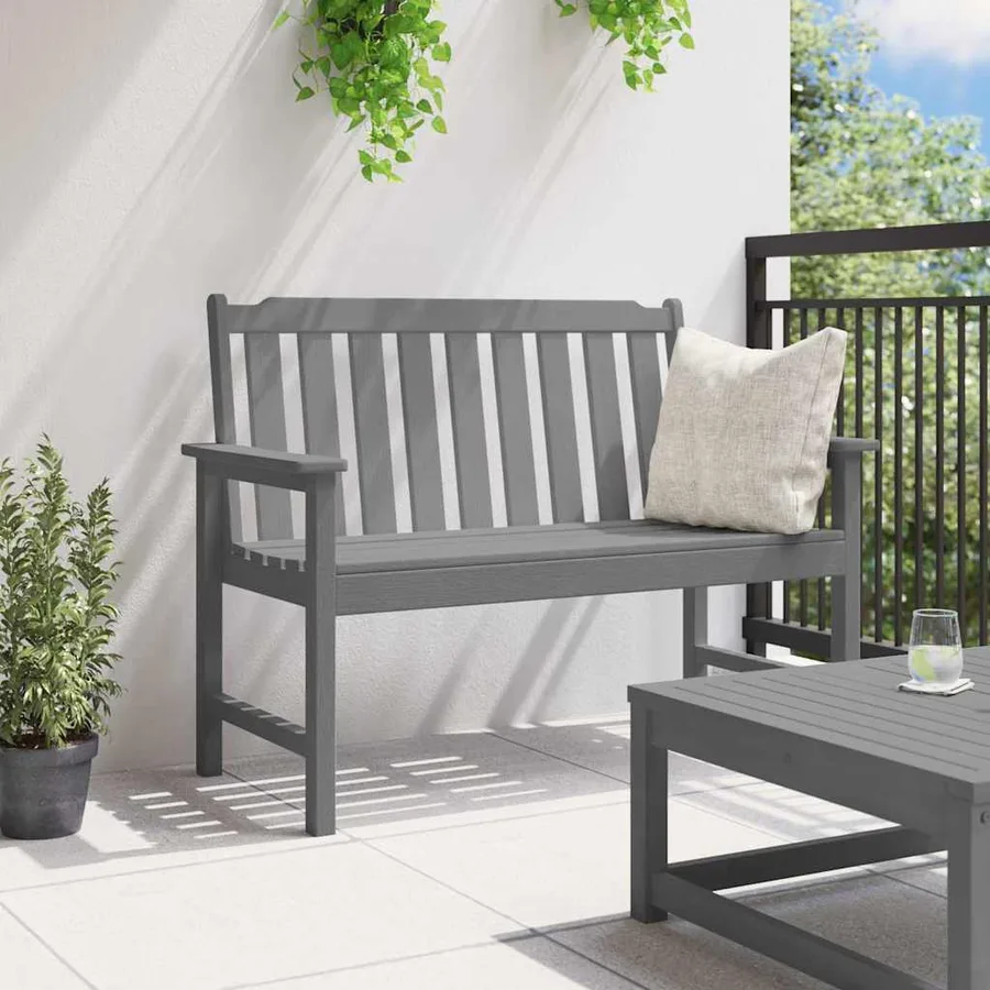 Banc de jardin Gris clair 120 x 59 x 88 cm HDPE - 4