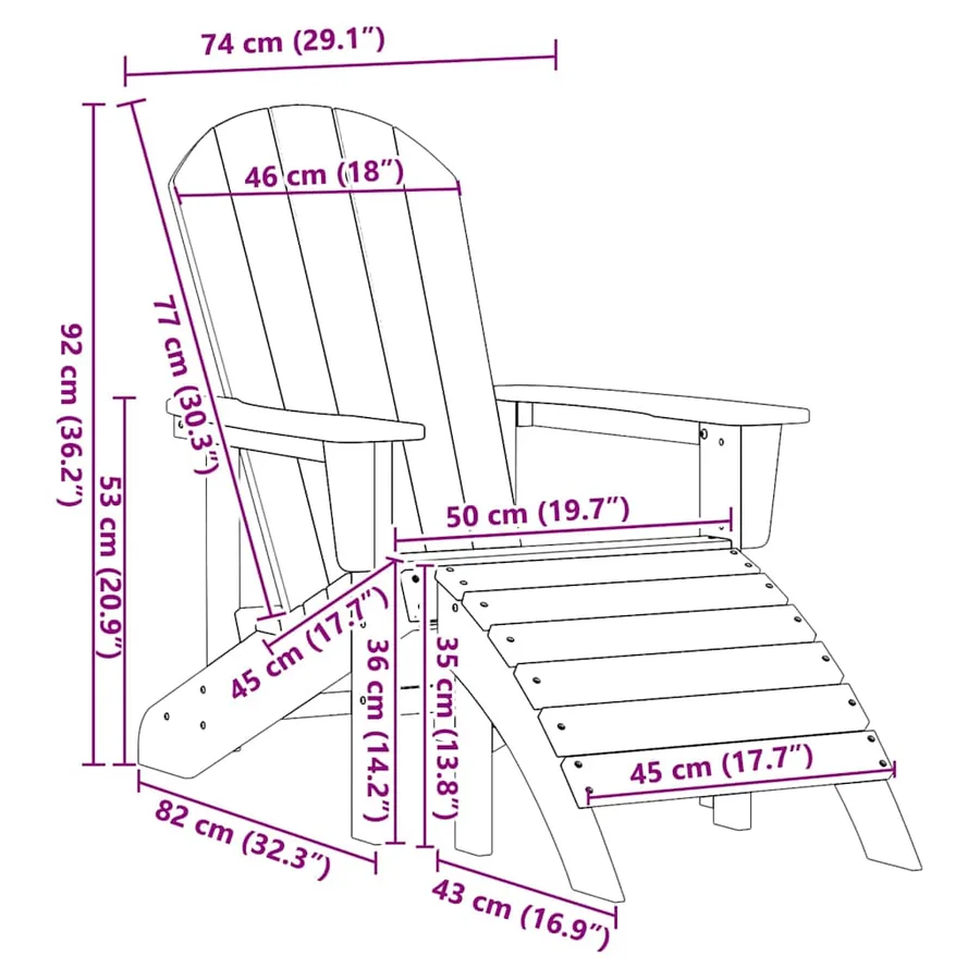 Chaise de jardin 2 pcs Blanc 83 x 74 x 92 cm Polyéthylène - 12