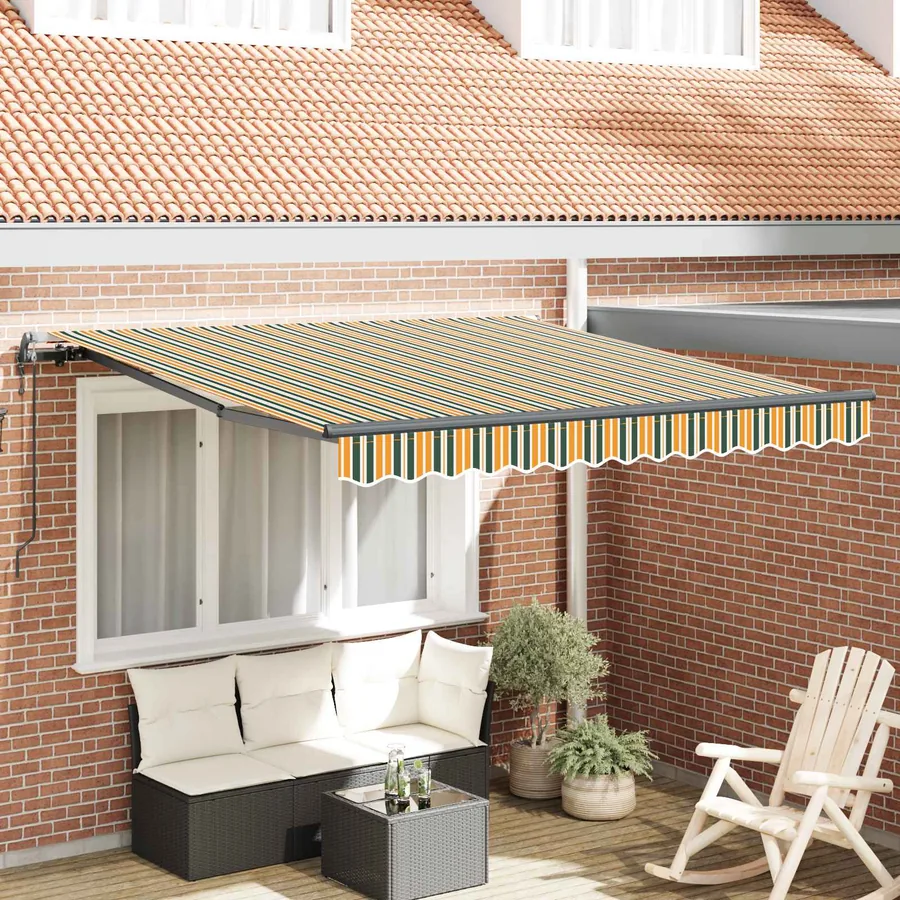 Auvent rétractable Vert et jaune 300 x 250 cm