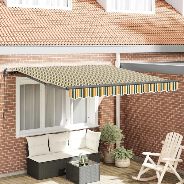 Auvent rétractable Vert et jaune 300 x 250 cm