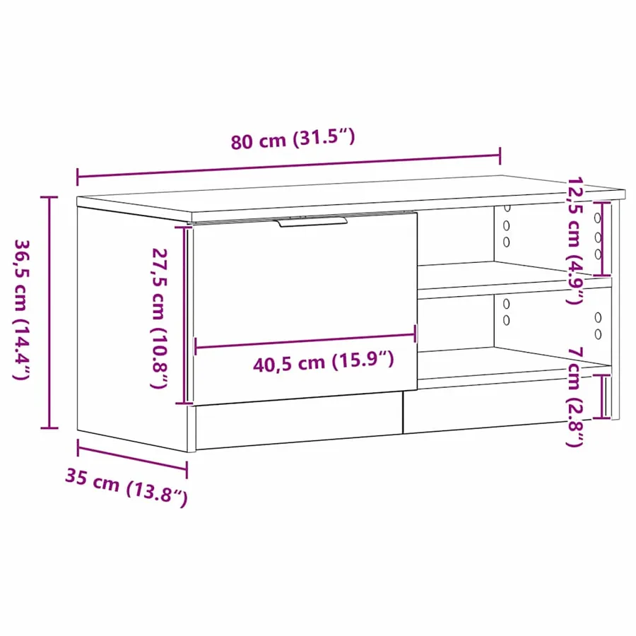 Meuble TV 2 pcs Chêne noir 80 x 35 x 36,5 cm Bois d'ingénierie - 15