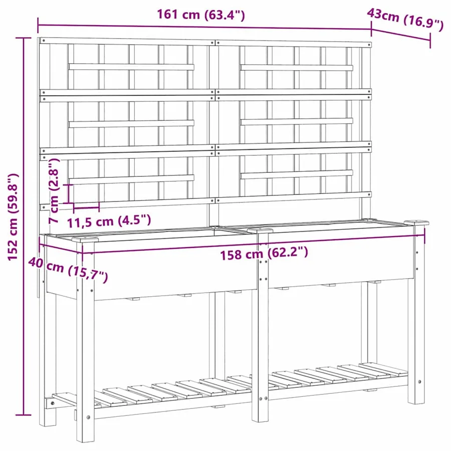 Cache-pot de jardin Beige 161 x 46 x 152,5 cm - 8