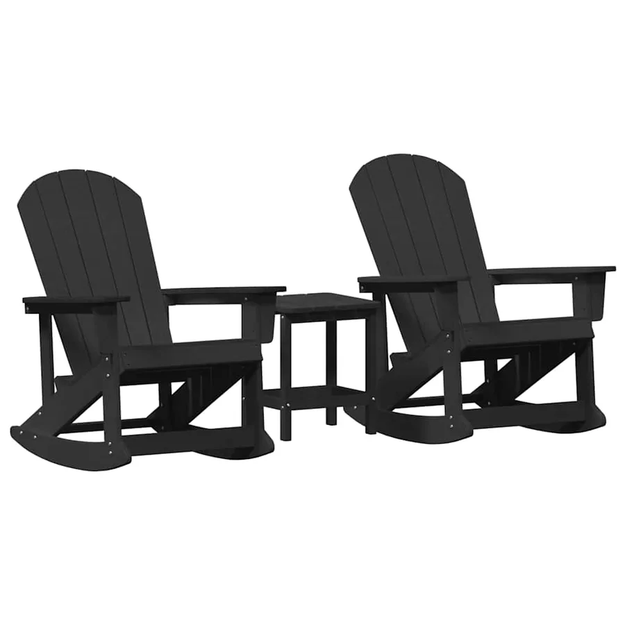 Ensemble de salon de jardin 3 pcs Noir HDPE - 2