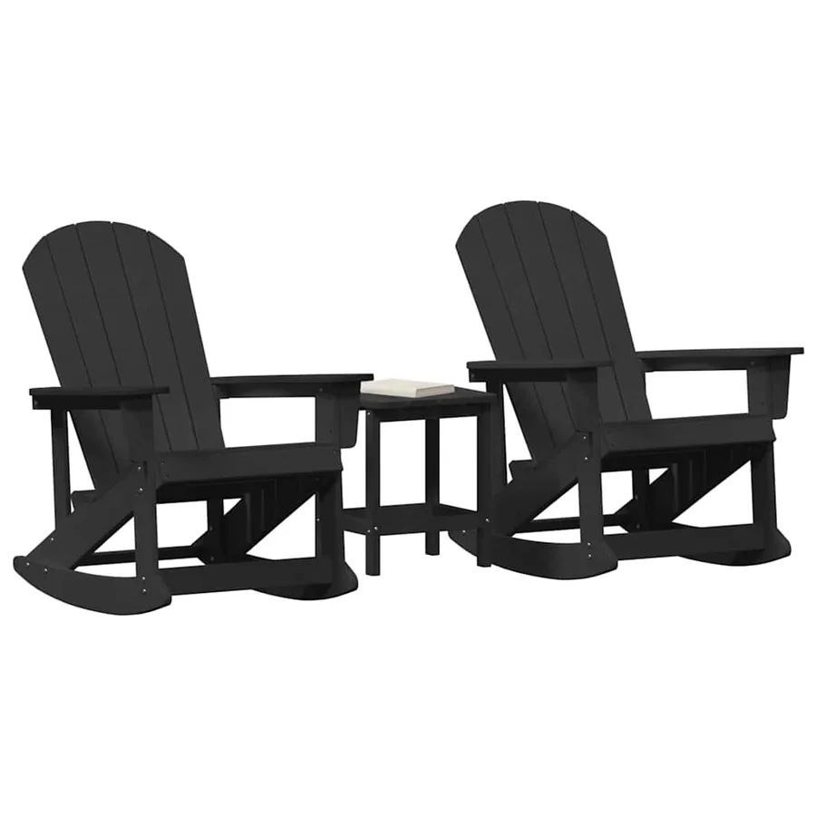 Ensemble de salon de jardin 3 pcs Noir HDPE - 3