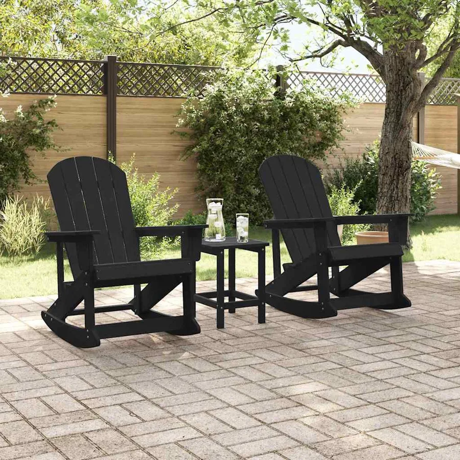 Ensemble de salon de jardin 3 pcs Noir HDPE - 4