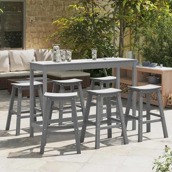 Ensemble de bar de jardin 6 pcs Gris clair HDPE