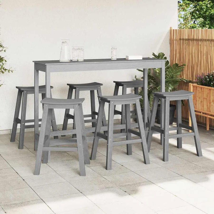 Ensemble de bar de jardin 6 pcs Gris clair HDPE - 3