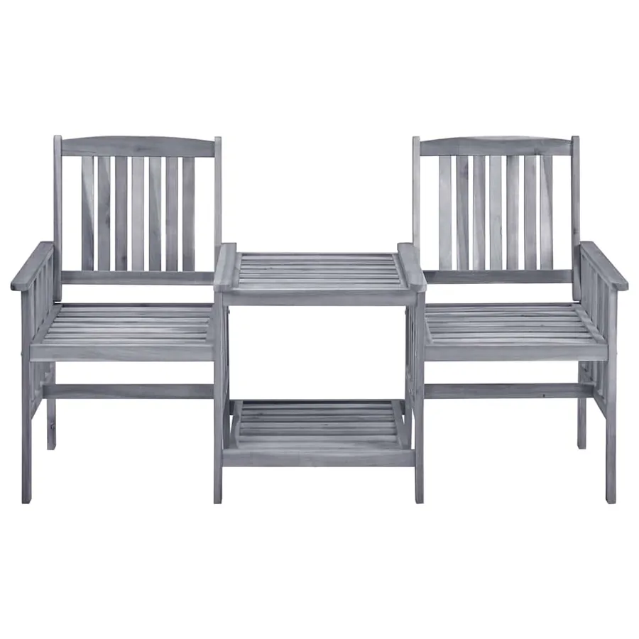 Chaises de jardin avec table à thé et coussins Acacia solide - 4